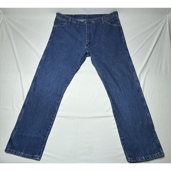 Wrangler 13MWZGK Men's Regular Fit Straight Leg Blue Jeans - Size 43x32 - Picture 1 of 6